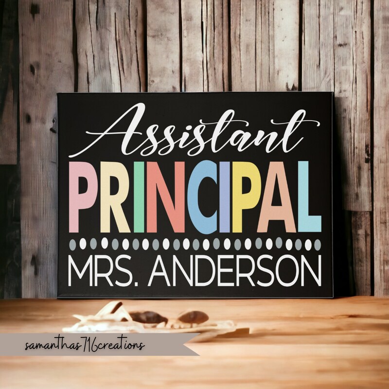 Assistant Principal Name Painted Canvas Sign For Office